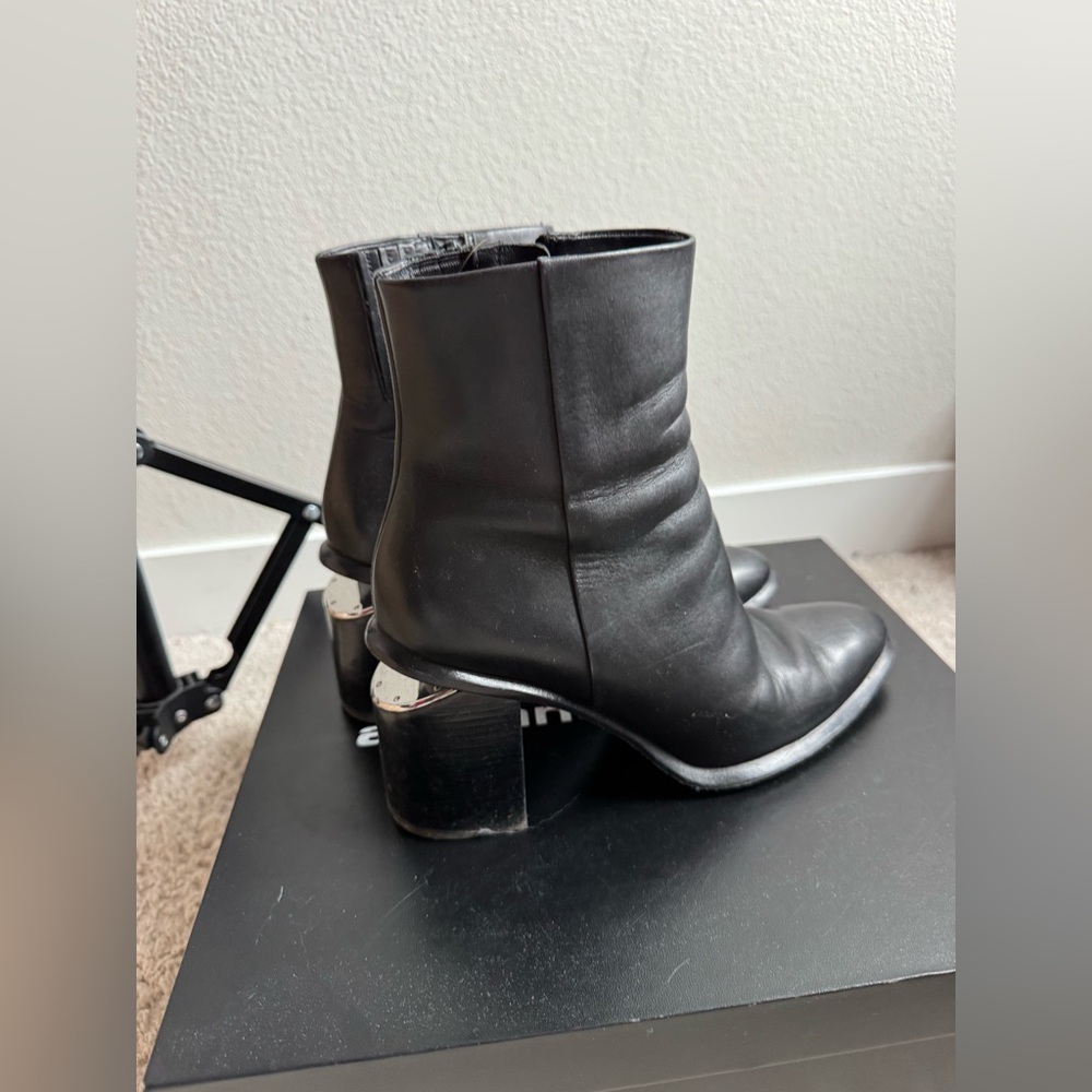 Alexander Wang Anna Mid Bootie Cut Out Black Leather 38 US 7.5 - Picture 5 of 9